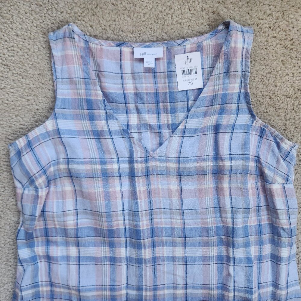 NWT J. Jill Plaid Linen Maxi Dress with Pockets - Picture 3 of 7